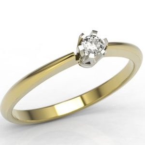 Pierścionek zaręczynowy z żółtego i białego złota z brylantem JP-2504ZB