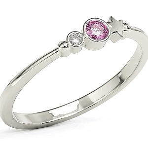 Pierścionek z białego złota z cyrkoniami Swarovski Różowy BP-6709B-C/PINK