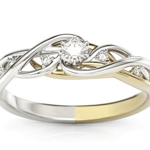 Pierścionek z białego i żółtego złota z brylantami BP-75BZ