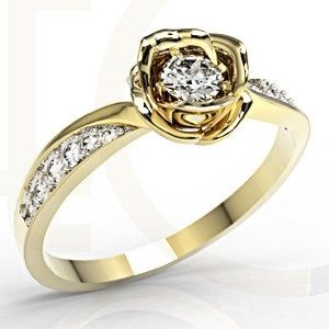 Zestaw z żółtego złota w kształcie róży z diamentami LP-4221Z-R