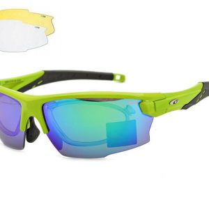 Zielone sportowe okulary z ramką korekcyjną i wymiennymi soczewkami GOGGLE E604-3R