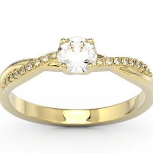 Pierścionek z żółtego złota wyjątkowo zdobiony zirconem i cyrkoniami BP-66Z-C