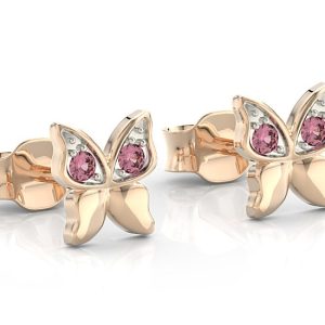 Kolczyki z różowego złota z różowymi cyrkoniami BPK-88P-R-C