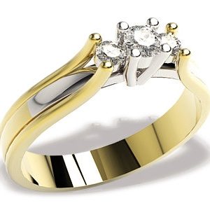 Pierścionek zaręczynowy z żółtego i białego złota z diamentami LP-44ZB