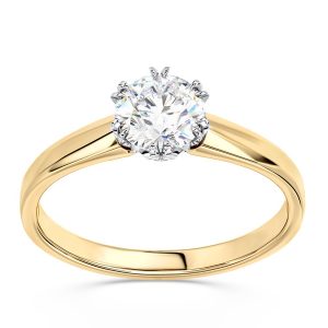 Pierścionek zaręczynowy z brylantem 0,90ct G/Si1 z żółtego i białego złota BP-2190ZB
