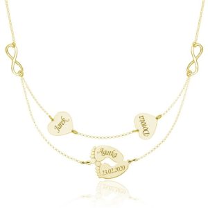 Naszyjnik Mildred II - dla Mamy serce stópki grawer - 24k złocenie