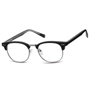Okulary zerówki owalne oprawki korekcyjne 879A czarny/srebrny
