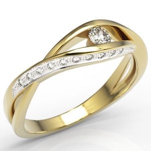 Pierścionek z żółtego złota z brylantami LP-60Z