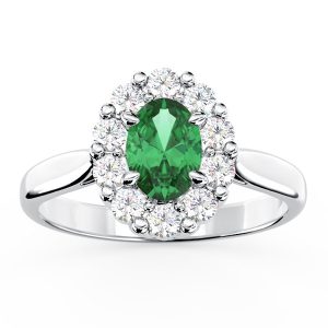 Pierścionek zaręczynowy ze szmaragdem i diamentami BP-57B