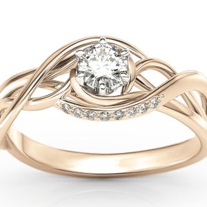 Pierścionek z różowego złota z białym szafirem i brylantami BP-7130P