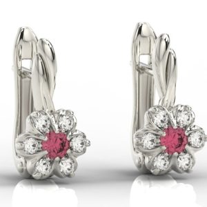 Kolczyki z białego złota z rubinami i brylantami APK-68B