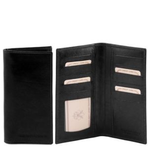 Tuscany Leather Ekskluzywny portfel męski skórzany - 2-krotnie składany , kolor czarny TL140784