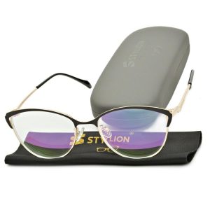 Damskie kocie okulary zerówki z antyrefleksem ST317B moc: 0.00 złoty/czarny