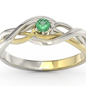 Pierścionek z białego i żółtego złota ze szmaragdem BP-72BZ-SZM