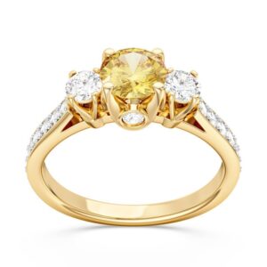 Pierścionek z żółtego złota z cytrynem i brylantami CP-31Z