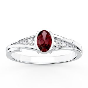 Pierścionek ze złota z rubinem i diamentami JP-2705B