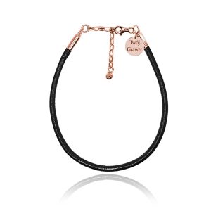 Bransoletka Rzemień z okuciami i kółeczkiem - grawer - rose gold