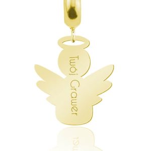 Srebrny wisiorek lub charms z Aniołkiem Grawer - 24k złocenie