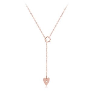 Naszyjnik Danielle - przekładany Serce z kryształkiem - rose gold