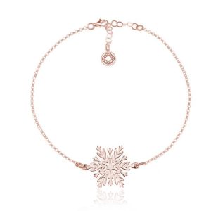 Srebrna bransoletka - Śnieżynka - rose gold