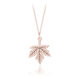 Srebrny naszyjnik - Maple - Liść Klonu - Grawer - rose gold