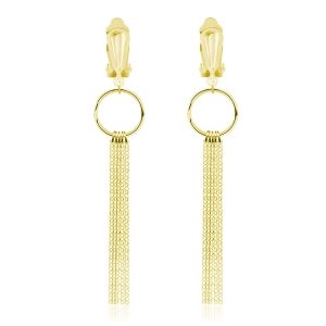 Srebrne klipsy Regina z łańcuszkami - 24k złocenie