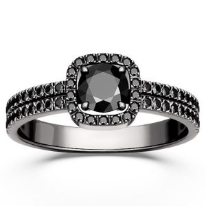 Pierścionek ze złota rodowanego na czarno z czarnymi brylantami BP-52B-R-CZ