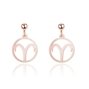 Srebrne kolczyki Znaki Zodiaku - rose gold