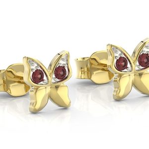 Kolczyki z żółtego złota z czerwonymi cyrkoniami BPK-88Z-R-C