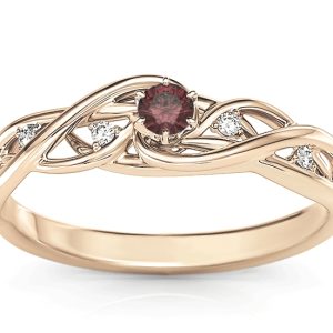 Pierścionek z różowego złota z granatem i brylantami BP-75P