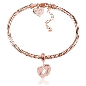 Bransoletka do zawieszek modułowych ze Stópkami - Beads - Grawer - rose gold