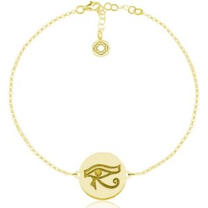 Bransoletka srebrna Oko Horusa - Grawer - 24k złocenie