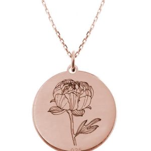 Kwiaty Polskie - Naszyjnik z Peonią - rose gold - Grawer