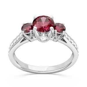 Pierścionek z białego złota z rubinami i brylantami CP-31B