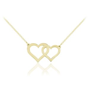 Srebrny naszyjnik Dwa Serca - 24k złocenie