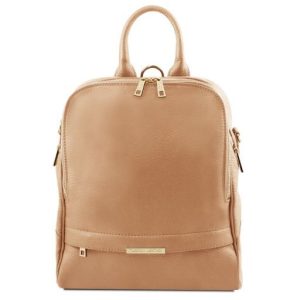 Tuscany Leather TL Bag - stylowy plecak z miękkiej skóry dla kobiet , kolor szampanowy TL141376