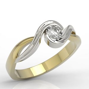 Pierścionek zaręczynowy z żółtego i białego złota z cyrkonią AP-7527ZB-C