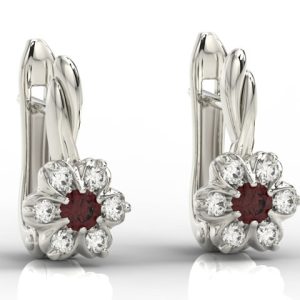 Kolczyki z białego złota z granatami i brylantami APK-68B