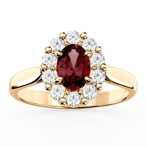 Pierścionek zaręczynowy z granatem i diamentami BP-57Z