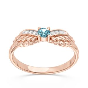 Pierścionek z różowego złota z topazem i brylantami CP-62P