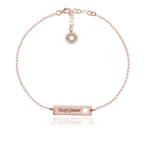 Srebrna bransoletka Mela Star z prostokatną blaszką i Gwiazdką - grawer - rose gold