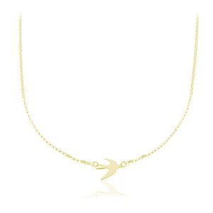 Srebrny naszyjnik Hailey - jaskółka - 24k złocenie