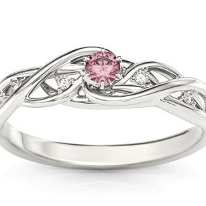 Pierścionek z białego złota z rubinem i brylantami BP-75B