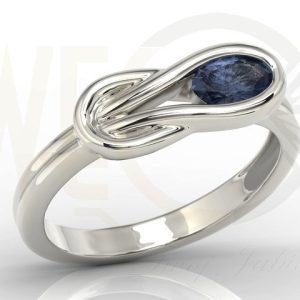 Zestaw: pierścionek, kilczyki i wisiorek z białego złota z szafirami BP-69B-ZESTAW