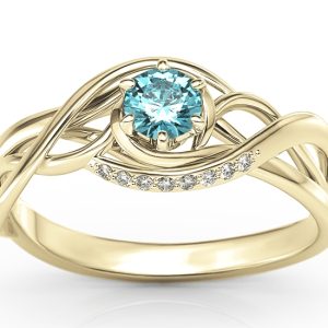 Pierścionek z żółtego złota z topazem i brylantami BP-7130Z