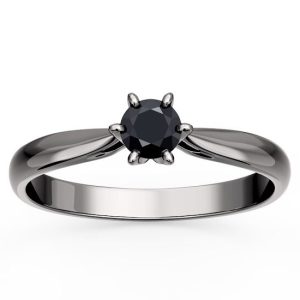 Pierścionek ze złota rodowanego na czarno, z czarnym szafirem AP-6630B-R-CZ