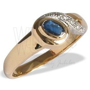 Pierścionek ze złota z szafirem i diamentami JP-30Z-R
