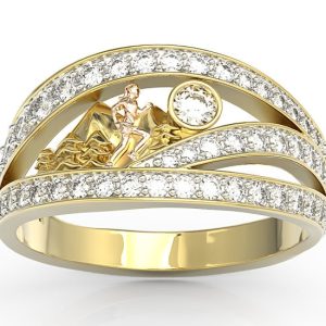 Pierścionek biegaczka, z żółtego i różowego złota z brylantami BP-94ZP-R