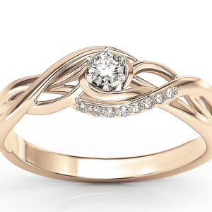 Pierścionek z różowego złota z białym szafirem i brylantami BP-71P