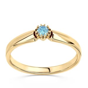 Pierścionek zaręczynowy z żółtego złota z topazem BP-2110Z